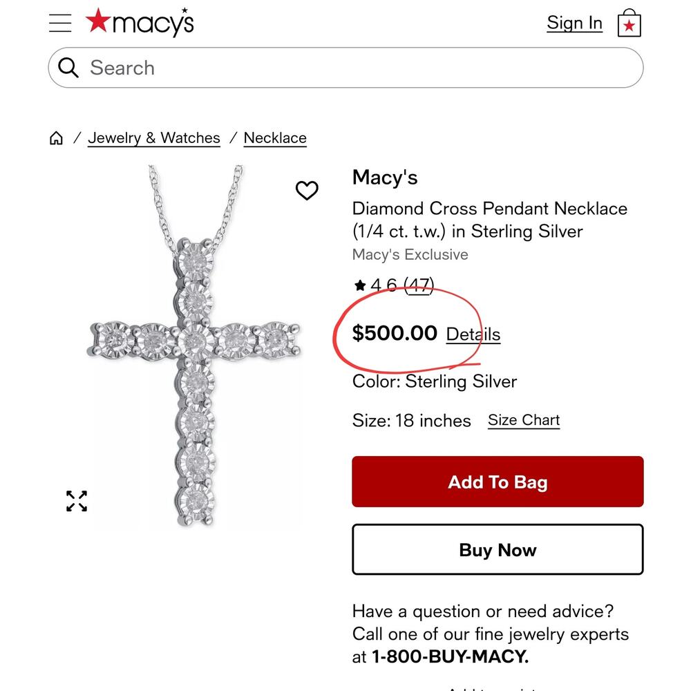 Diamond Muse Diamond Cross Necklace 1/4 Carat Sterling Silver - Picture 5 of 8